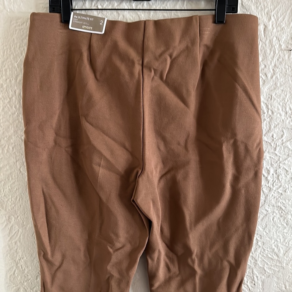 Chico’s Juliet Ankle Pant Ultimate Fit Brevity Brown Tan Ponte Knit Pants 2 NWT - Picture 9 of 16